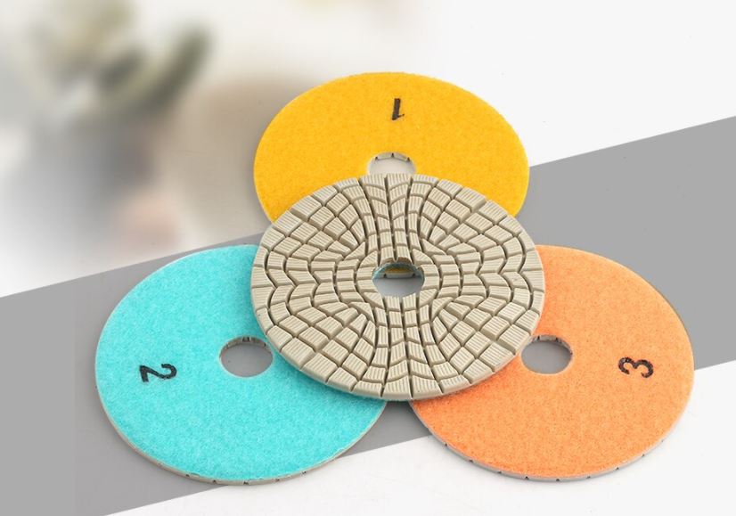 Premium 100mm 4 inch dry/wet flexible 3 step polishing pads with 3.0mm thickness Diamond Granite Polishing Tool Marble Grinding