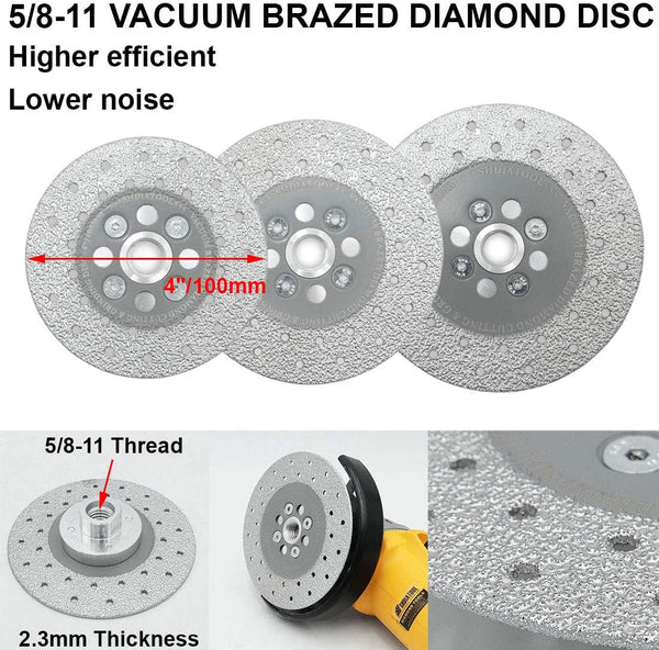 Cutting Wheel for Marble Quartz, 5 Inch Fast Cutting Grinding Shaping Diamond Disc for Angle Grinder with 5/8-Inch-11 Thread