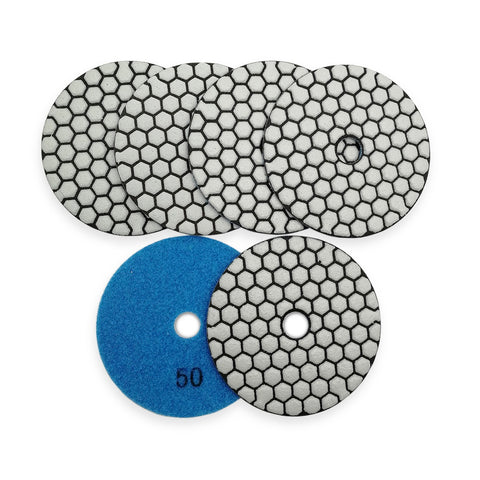 4" HONEYCOMB DRY DIAMOND POLISHING PADS SET OF 7